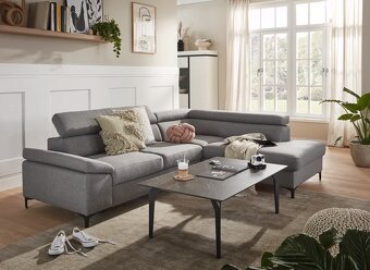 Rohová rozkládací sedací souprava z úložným prostorem - 5