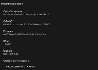 Herní PC - Ryzen 5, GTX 1650, 16GB RAM, SSD, Win 11 - 5