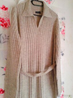 Teplé pletené midi šaty s páskem 48/50 - 5