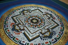 Ručně malovaná tibetská mandala thangka z Indie 1 - 5