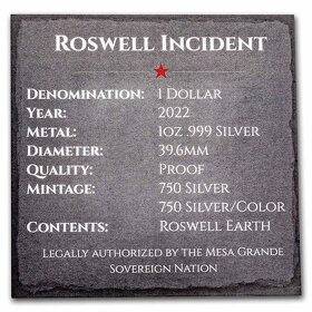 STŘÍBRNÁ MINCE THE ROSWELL INCIDENT 1OZ 2022 - 5