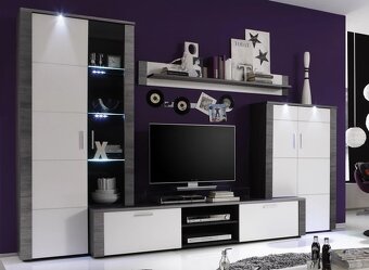 Obývací stěna - šedá / matná bílá - 5