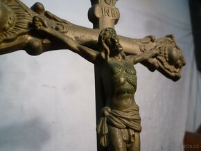 Biedermeier krucifix mosazný kříž - 5