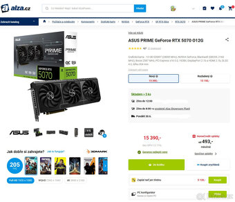 Herní grafika ASUS PRIME RTX 5070 12 GB GDDR7 - záruka - 5