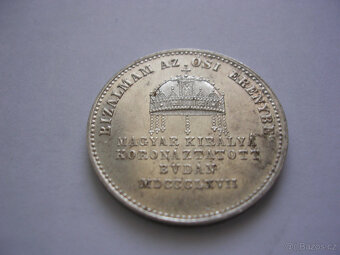 Veľký strieborný korunovačný žetón 1867 František Jozef I. - 5