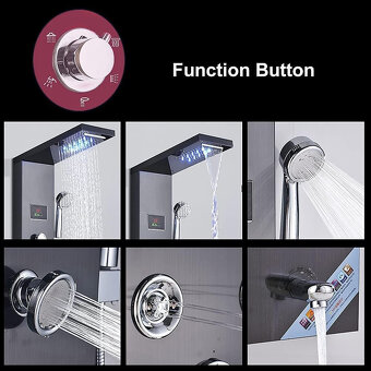 Hydromasážní sprchový set 7v1 s LCD displayem, černý - 5