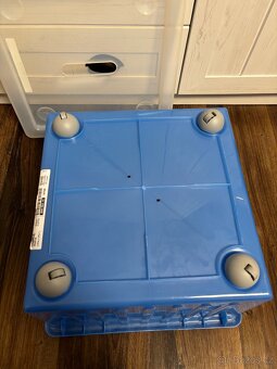 IKEA VESSLA krabice s kolečky a víkem, modrá - 5