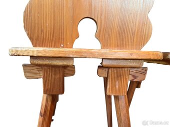 Starožitný chalupářský stůl, lavice, židle - 5