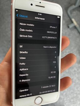 Apple iPhone 7 32GB Rose Gold perfektní stav - 5
