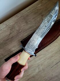 velký lovecký Damaškový nůž BIG BOWIE 33,5 cm, handmade - 5
