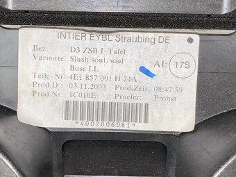 Palubní deska černá airbagy řj 5x pás Audi A8 4E r.v. 2004 - 5