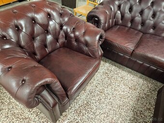 CHESTERFIELD ŠTÝL,KOŽENÁ 3+2+1, - 5