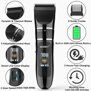 Profesionální strojek na vlasy s příslušenstvím Aokey - 5