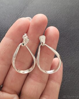 Nové dámské stříbrné náušnice oválné slzy slzicky 3 cm nové - 5