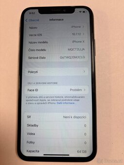Apple iPhone x 64gb kondice baterie 100%  nefunkční Face - 5
