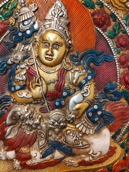 Tibetské drevo bronzová maľba - Thanka - 5