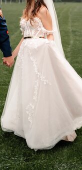 Boho romantické svatební šaty s krajkou - 5