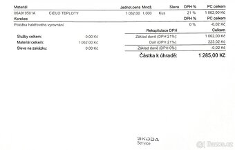Čidlo teploty, nový orig. díl Škoda, VW - 5
