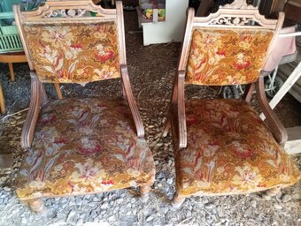 Starožitná pohovka sofa ,2 zámecká křesla - 5