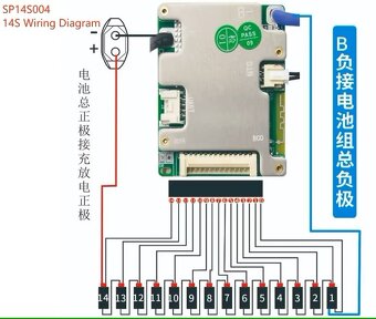 BMS pro 7S - 14S Li-Ion 30A, integrovaný Bluetooth pro monit - 5
