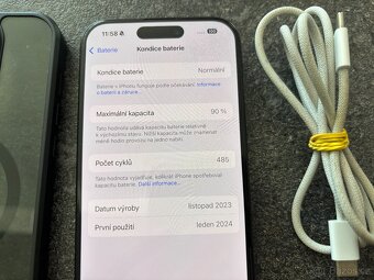 APPLE iPhone 15 PRO, 128GB 90% baterie - 5