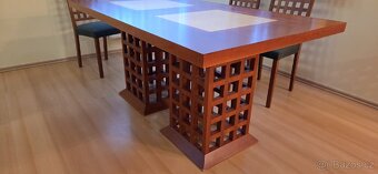 Jídelni stůl, 6 židlí, masiv, dýha - 5