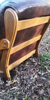 Kožená sedací souprava 3+1+1 s masivním dřevem TOP STAV - 5