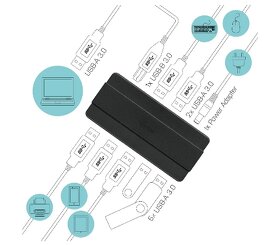 Napájený USB HUB 3.0 - 7 USB ports - 5