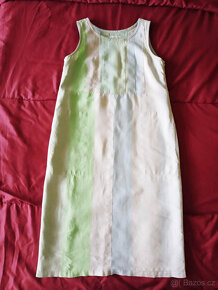 béžové šaty s modro-zelenými pruhy, zn.Ermabe - 5