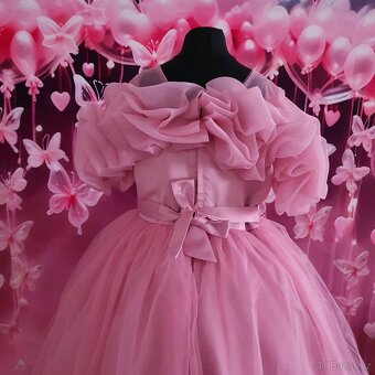 Pudrové růžové společenské dětské šaty - 5