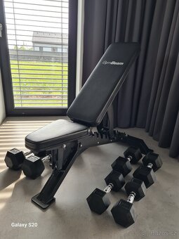 Jednoruční činky (4 páry) + lavice GymBeam - 5