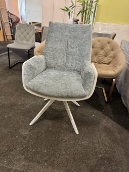 Nová Jídelní židle křesílko pravá kůže-látka - 5