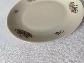 Starý keramický malý talířek zlacený, značeno - 5