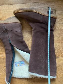 Teplé kožené semišové kozačky vel. 24 (sedí) snowmaids - 5