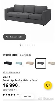 Třímístná sedačka Vimle Ikea - 5