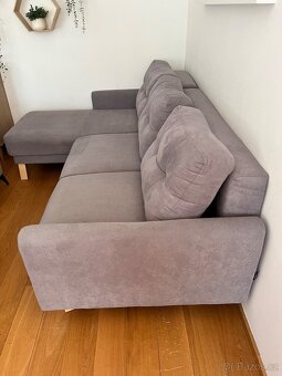 Sedací souprava / rozkládací rohová pohovka – světle šedá, t - 5