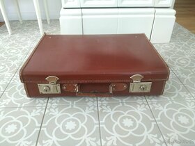 Starý retro kufr koženka Kazeto hnědý - 5