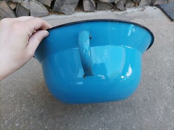 Smaltovaný modrý vandlík, průměr 35 cm - 5
