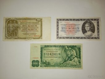BANKOVKY 100 KČS 1945-1961, 3 RŮZNÉ EMISE - 5