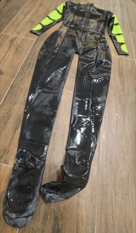 Latexovy catsuit - čierna - zelená - S - 5