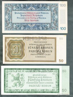 Staré bankovky PROTEKTORÁT KOMPLET SESTAVA pěkný stav - 5