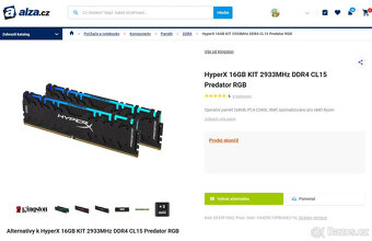 KINGSTON HYPERx PREDATOR 16GB DDR4 2933MHz RGB (2x8GB) - 5