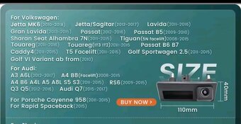 Zpáteční kamera 720p Audi A3/A4/A5/Q3/Q5 atd... - 5
