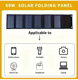 Skládací solární panel, 6 foto-článků, černý - NOVÝ - 5