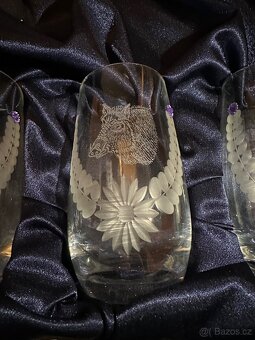 Dárková sada sklenic a láhve s broušeným motivem divoké zvěř - 5