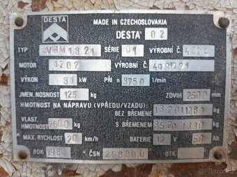 PRODÁM VZV DESTA BVHM 1321 – nový motor, spojka, nový olej - 5