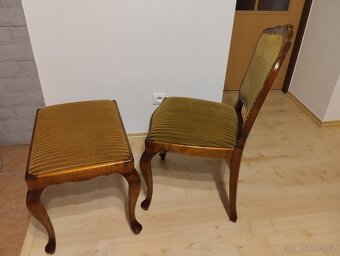 Barokní židle + taburet, rustikální, starožitný nábyte - 5
