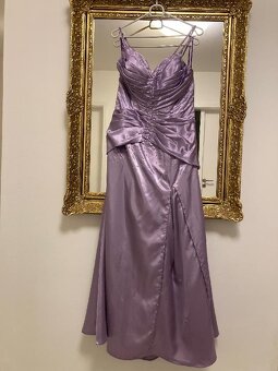 Plesové saténové vyšívané šaty - na větší prsa - Vel. S/M - 5