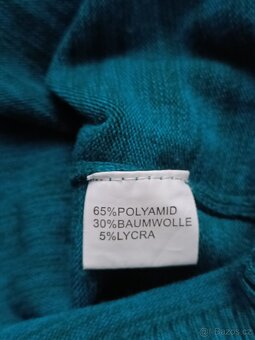 Dámský žíhaný tyrkysový svetr s plastickým vzorem L - 5