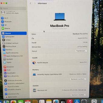 ZÁNOVNÍ APPLE MACBOOK PRO 14” 2024 M3PRO(12core)/1TB/18GB - 5